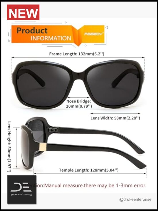 Classic Vintage Square Wraparound Polarized Sunglasses UV400 Protection